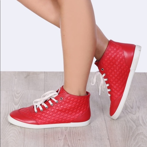 NIB Authentic Gucci Guccissima GG Leather Hightop Laceup Sneaker Blue 35.5 - Picture 7 of 7